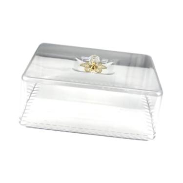 Imagem de Generic Tampa para alimentos, cúpula para alimentos, visibilidade transparente, retangular, tampa à prova de poeira para festas, churrasco, donuts, tábuas de, Comprimento 30 Cm