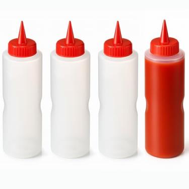 Imagem de JapanBargain 3270 x 4, conjunto de 4 garrafas de espremer garrafas de condimento japonês de squirt garrafa de ketchup de 322 g, feita no Japão, vermelha
