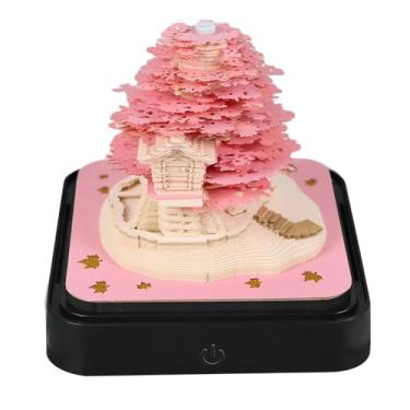 Imagem de Asixxsix Calendário de Arte 3D 2026, Casa na árvore, Arte de Escultura Em Papel de Construção Rasgada à Mão, Calendário Criativo, árvore Mágica, Rasgar Papel, Escultura (Rosa)