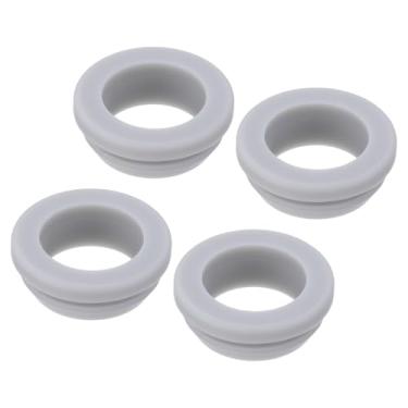 Imagem de 4 peças de encaixe com ilhós de borracha diâmetro 21 mm ID 16,5 mm largura ranhura estreita 2,5 mm vedação anti-riscos para tubos de cabo de caixa elétrica cinza