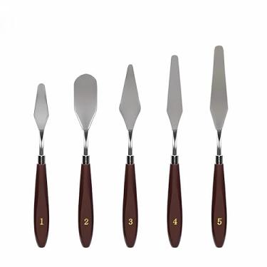 Imagem de Conjunto de 5 facas de pintura de artista, ferramenta de paleta de espátula de aço inoxidável, acessórios de pintura a óleo, conjunto de mistura de cores para pintura acrílica em tela a óleo