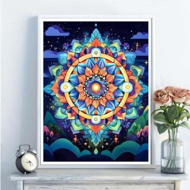 Imagem de Kits de arte de diamante 5D para adultos - kits de pintura de diamante de flor de datura DIY, broca redonda completa - artesanato de ponto cruz bordado de cristal para decoração de parede, presentes