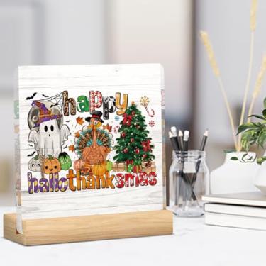 Imagem de Decoração de Natal de Dia de Ação de Graças Presentes para Mulheres Homens Feliz Olá, Thanksmas Placa de Decoração de Mesa de Acrílico para Escritório Casa de Fazenda Banheiro Cozinha Quarto