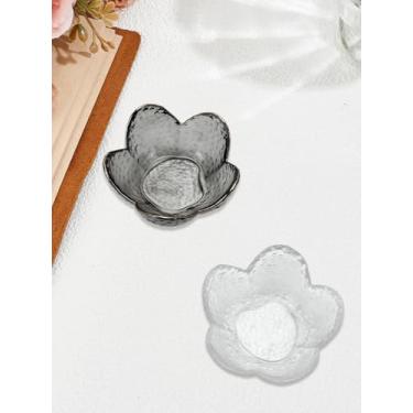 Imagem de Bandeja de joias com 2 peças, tigela de salada de vidro em forma de flor preta transparente, tigela de sobremesa de frutas, bandeja de bugiganga para brincos, colares, suporte de anel de noivado de