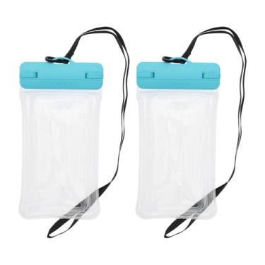 Imagem de 2 peças de bolsa inflável à prova d'água para celular azul celeste, capa universal à prova d'água compatível com telefone de 12,5 x 24,5 cm
