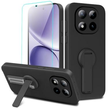 Imagem de Capa protetora de silicone compatível com Xiaomi Redmi Note 15 Pro Plus 5G com protetor de tela, rotação de 360° com suporte/suporte oculto, capa protetora de silicone para Redmi Note 15 Pro+ Plus 5G