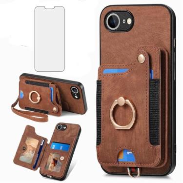 Imagem de Asuwish Capa de telefone para iPhone 16e/SE 2025/SE 4 capa carteira com protetor de tela de vidro temperado alça de pulso RFID suporte para cartão de crédito anel suporte i Phone16e i16e 16 e SE4 4ª