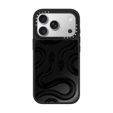 Imagem de CASETiFY Capa espelhada para iPhone 17 Pro [refletiva/compatível com Magsafe/1,5 m. 1X proteção contra quedas de grau militar] - Kingsnake preta - preta em preto