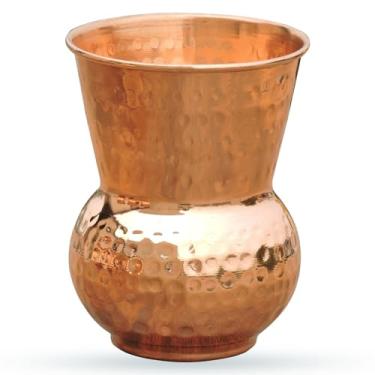 Imagem de Copo de cobre martelado com porta-copos | Caneca de cobre para viajante com porta-copos de cortiça