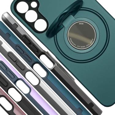 Imagem de Capa Galaxy A35 5G Capinha Celular Anti-Choque Anel Segurança Apoio 360° Case Smartphone Magnética Proteção Reforçada Interior Aveludado (Verde)