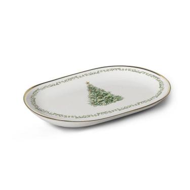 Imagem de Travessa Classic Christmas Filete Ouro 34Cm Em Cerâmica