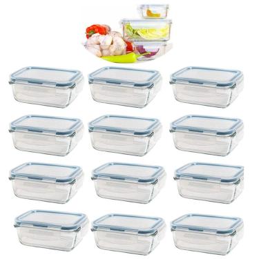 Imagem de Kit 12 Potes De Vidro Hermético Com Trava E Vedação 840 Ml