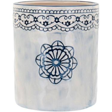 Imagem de Cachepô 16X13X13Cm Cerâmica Azul