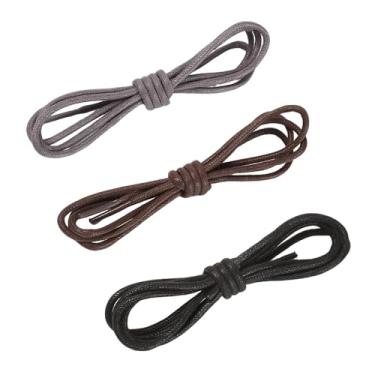 Imagem de Pacote com 2 cadarços encerados redondos finos para sapatos sociais, Oxfords, Derbies e botas de cano alto, Marrom, One Size