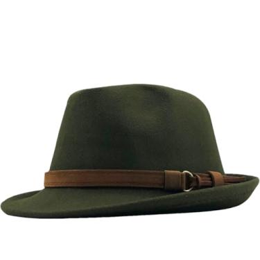 Imagem de Chapéu feminino masculino de feltro panamá jazz chapéu Manhattan estrutura aba curta retrô Fedora Army EN8 55-58 cm