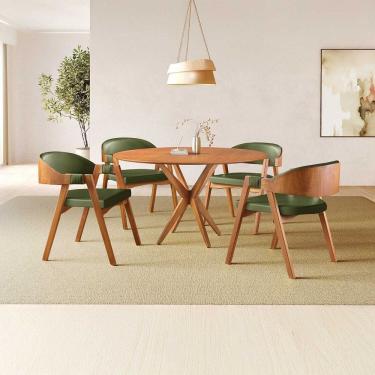 Imagem de Conjunto de Mesa Redonda 120 Cm com 4 Cadeiras Gaia Verde