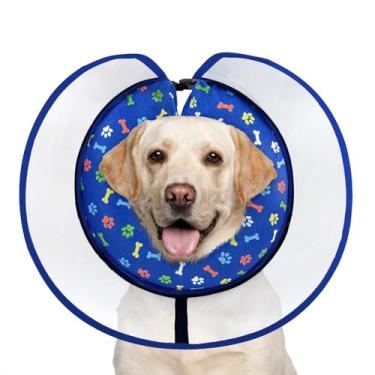 Imagem de Uaidie Coleira de cone para cães com cone inflável anti-lambe aprimorado após a cirurgia, tamanho ajustável com enchimento macio para cães pequenos, médios e grandes - Azul/P
