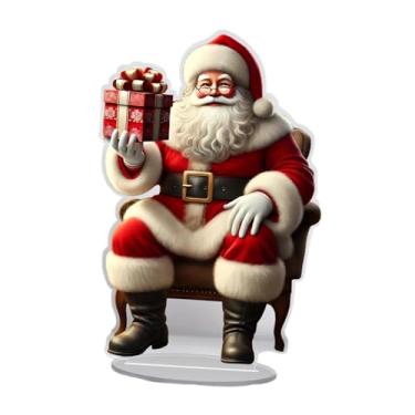 Imagem de Generic Enfeite de mesa em acrílico plano 2D do Papai Noel, decoração natalina, peça central para mesa de escritório ou prateleira, Style B