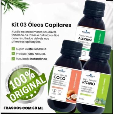 Imagem de kit 3 oleos essenciais para cabelo e pele 60ml puro - ecoatima