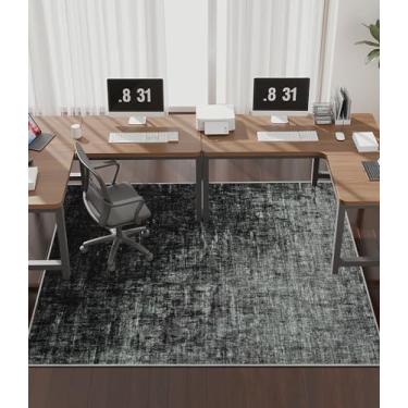 Imagem de chakme Tapete de cadeira de escritório para piso de madeira, protetor de mesa de computador deslizante fácil de 183 x 122 cm para cadeira de rodinhas embaixo da mesa, suporte antiderrapante, lavagem à