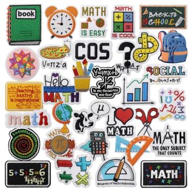 Imagem de 32 peças de adesivos de volta às aulas, régua de lápis de matemática, relógio despertador bordado para professores, alunos, apliques de artesanato DIY para roupas, mochilas, chapéus, jeans, mochilas