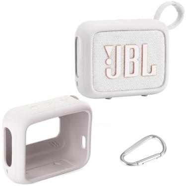 Imagem de AONKE Capa de silicone compatível com alto-falante Bluetooth ultra portátil JBL Go 4 (cinza)