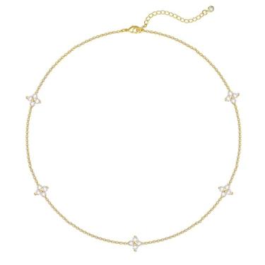 Imagem de Zeffy Colares de diamante para mulheres, colar de ouro delicado banhado a ouro 18 k, colares simples com pingente de diamante CZ de ouro para mulheres, joias modernas, presentes para meninas, Banhado