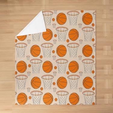 Imagem de Erosebridal Cobertor de flanela de beisebol, lindo cobertor de lã de cesta de basquete, jogador de esporte europeu de campo, pelúcia felpuda, passatempo, atividade, bola, decoração de quarto de jogos