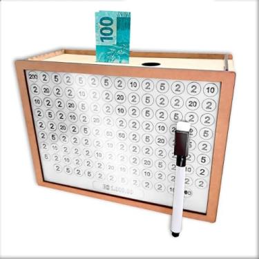 Imagem de Cofre de Madeira Desafio Woodbox Cofrinho Metodo Japones para Guardar Dinheiro (R$1.000,00)