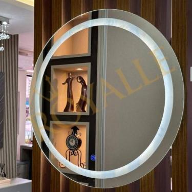 Imagem de Espelho redondo jateado com led 90x90 lapidado - THEMONET, Branco frio