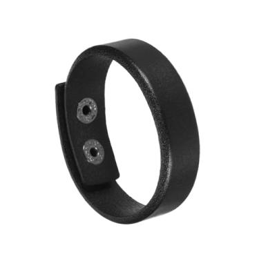 Imagem de Generic Pulseiras de couro simples com fivela, pulseiras ajustáveis em branco, pulseiras artesanais para homens e mulheres, joias, preto