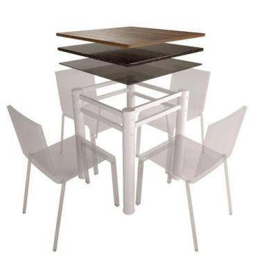 Imagem de Base Para Mesa De Vidro Jantar 4 Lugares Branca Quadrada - MetalCromo