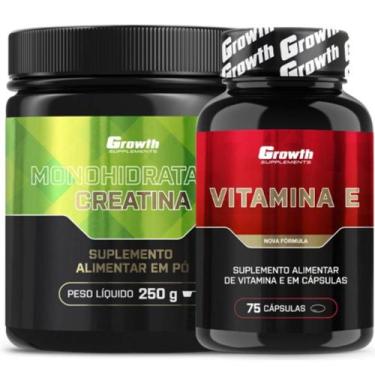 Imagem de Creatina Pura 250g Monohidratada + Vitamina E 75 Caps Growth