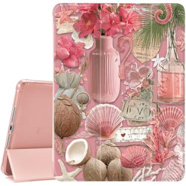 Imagem de JOYLAND Capa para iPad 6ª/5ª geração (2018/2017)/Air 2/Air de 9,7 polegadas com suporte para lápis - despertar/hibernar automaticamente, vieiras e estrelas do mar, à prova de arranhões, à prova de