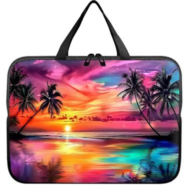 Imagem de Capa universal para tablet laptop de 10 polegadas, pôr do sol de verão colorido céu fino bolsa de transporte bolsa de viagem para laptop bolsa durável para laptops/notebook/tablet infantil/iPad