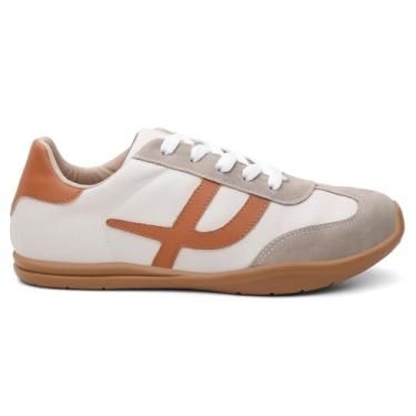 Imagem de Tênis Feminino Casual Vicerinne Virginia Branco e Caramelo Urbano Moda Blogueira