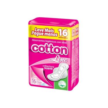 Imagem de Absorventes Cotton Line C/Abas Suave C/16