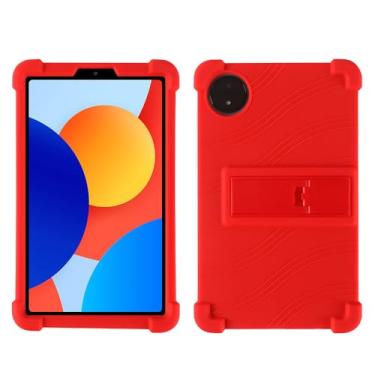 Imagem de QYiiD Capa para Xiaomi Redmi Pad SE 8.7, capa protetora dobrável de silicone leve para crianças com suporte dobrável para Redmi Pad SE 22.1 cm 4G 2024, vermelha