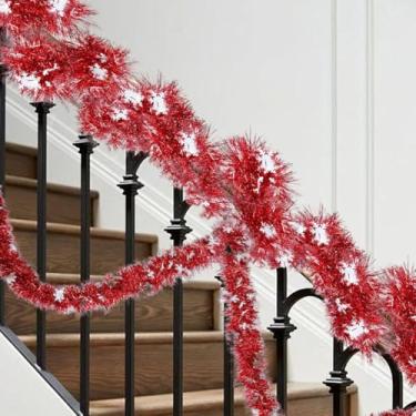 Imagem de Guirlanda de floco de neve de Natal, enfeite de tinsel de árvore de Natal, decoração de jardim, tiras de teto, decoração para pendurar