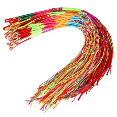 Imagem de 40 pulseiras trançadas feitas à mão, pulseiras de fios de amizade de cores sortidas, pulseiras de fio colorido, cordões de amizade arco-íris para tornozeleira de pulso, lembrancinhas de festa de