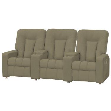 Imagem de Poltrona Tripla Reclinável Cinema Jetta Veludo Bege Matrix