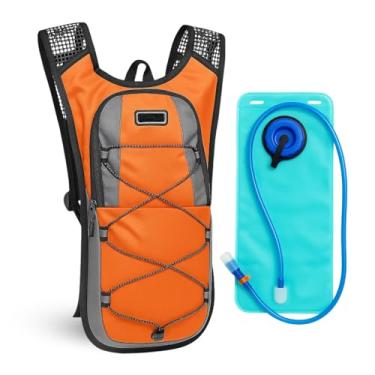 Imagem de Mochila de Hidratação 2L com Bolsa D'água, Sistema de Hidratação TPU + PVC, 47 x 25 cm, Ideal para Trilhas e Ciclismo (Laranja)