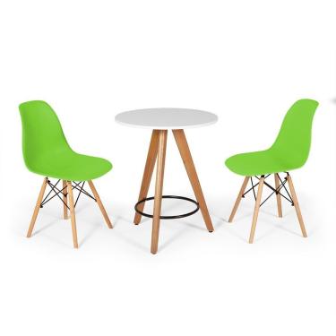 Imagem de Conjunto Mesa Redonda Aline 70Cm Branca Com 2 Cadeiras