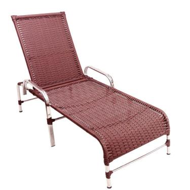 Imagem de Espreguiçadeira Esteira Catar de Alumínio Piscina Vinho Dark