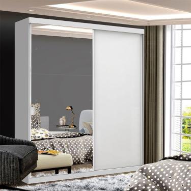 Imagem de Guarda Roupa Solteiro 2 Portas De Correr E 3 Espelhos Cléo Minastex Branco