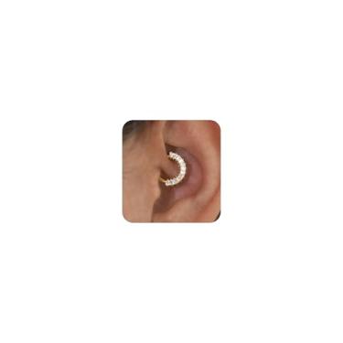 Imagem de Brincos femininos Daith de cartilagem pequena argola dourada hipoalergênica hélice piercing de titânio 14k aço cirúrgico diamante implante zircônia cúbica joia, 8mm, Titânio, Zircônia