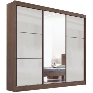 Imagem de Guarda Roupa Cristal Castanho Off White 3 Portas 6 Gavetas D?doro
