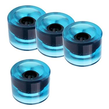 Imagem de Pacote com 4 rodas macias de 70 x 51 mm para skate longboard - PU, cor brilhante - adequado para longboarders profissionais - azul claro