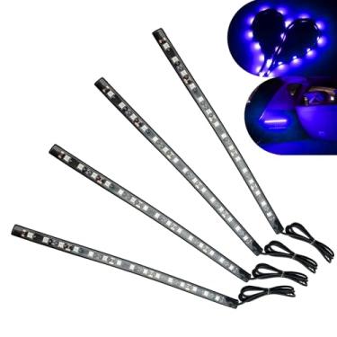 Imagem de Dogary 4 fitas de luzes LED para carro, luz ambiente flexível 5050 15SMD, acessórios à prova d'água IP67, adequado para a maioria dos carros, motocicletas, barcos, carrinhos de golfe (azul)
