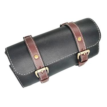 Imagem de Bolsa de couro vintage para bicicleta – bolsa de guidão para scooters e bicicletas elétricas, kit de ferramentas de alta capacidade para caminhadas ao ar livre – presente para homens e mulheres –